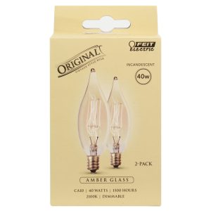 Feit Electric The Original 40 W CA10 Vintage Incandescent Bulb E12 (Candelabra) Soft White 2 pk