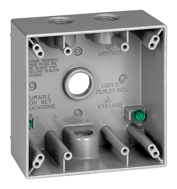 Sigma Engineered Solutions New Work 31 cu in Square Metallic 2 gang Weatherproof Box Gray