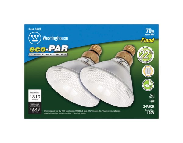 Westinghouse Eco-PAR 70 W PAR38 Floodlight Halogen Bulb 1,310 lm Bright White 2 pk