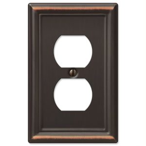 Amerelle Chelsea Aged Bronze Bronze 1 gang Stamped Steel Duplex Outlet Wall Plate 1 pk