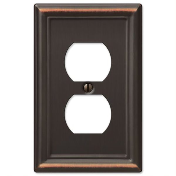 Amerelle Chelsea Aged Bronze Bronze 1 gang Stamped Steel Duplex Outlet Wall Plate 1 pk