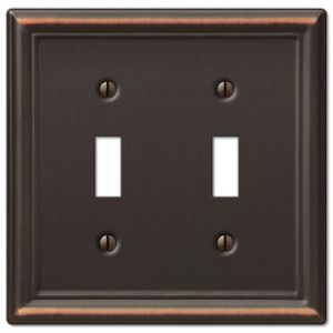 Amerelle Chelsea Aged Bronze Bronze 2 gang Stamped Steel Toggle Wall Plate 1 pk