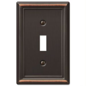 Amerelle Chelsea Aged Bronze Bronze 1 gang Stamped Steel Toggle Wall Plate 1 pk