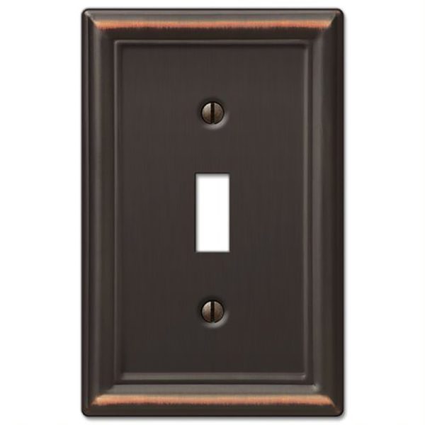Amerelle Chelsea Aged Bronze Bronze 1 gang Stamped Steel Toggle Wall Plate 1 pk