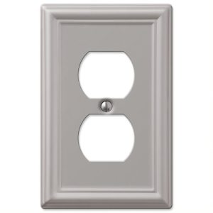 Amerelle Chelsea Brushed Nickel Gray 1 gang Stamped Steel Duplex Outlet Wall Plate 1 pk