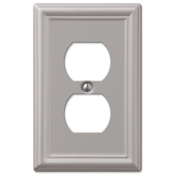 Amerelle Chelsea Brushed Nickel Gray 1 gang Stamped Steel Duplex Outlet Wall Plate 1 pk