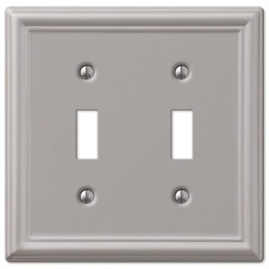 Amerelle Chelsea Brushed Nickel Gray 2 gang Stamped Steel Toggle Wall Plate 1 pk