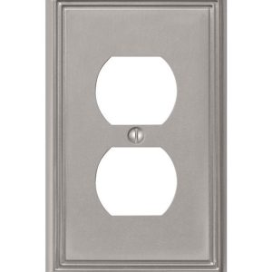 Amerelle Metro Brushed Nickel Gray 1 gang Die-Cast Metal Duplex Outlet Wall Plate 1 pk