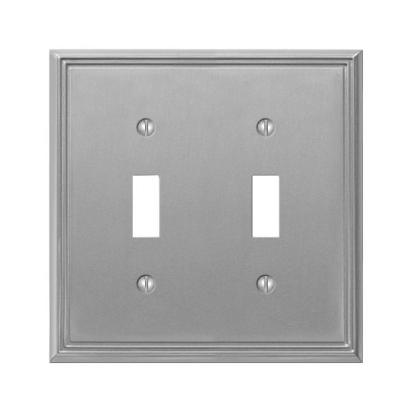 Amerelle Metro Brushed Nickel Gray 2 gang Die-Cast Metal Toggle Wall Plate 1 pk