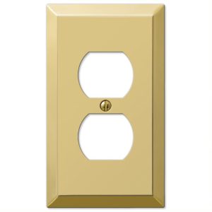 Amerelle Century Polished Brass Brass 1 gang Stamped Steel Duplex Outlet Wall Plate 1 pk