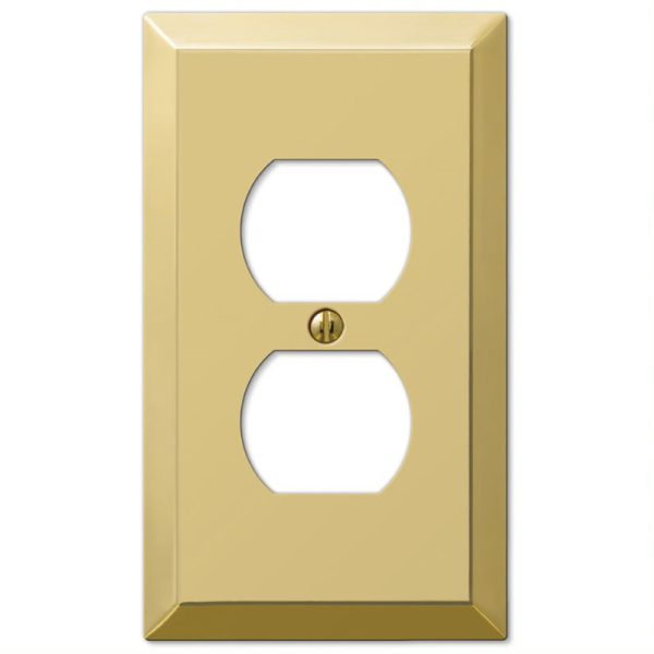 Amerelle Century Polished Brass Brass 1 gang Stamped Steel Duplex Outlet Wall Plate 1 pk