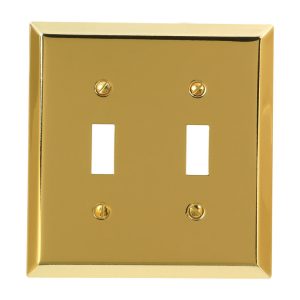 Amerelle Century Polished Brass Brass 2 gang Stamped Steel Toggle Wall Plate 1 pk