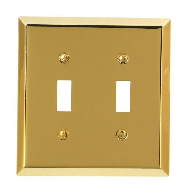 Amerelle Century Polished Brass Brass 2 gang Stamped Steel Toggle Wall Plate 1 pk