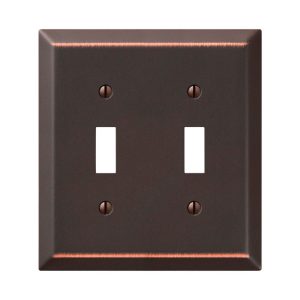 Amerelle Century Antique Bronze Bronze 2 gang Stamped Steel Toggle Wall Plate 1 pk