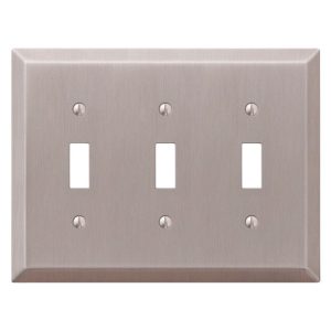 Amerelle Century Brushed Nickel Gray 3 gang Stamped Steel Toggle Wall Plate 1 pk