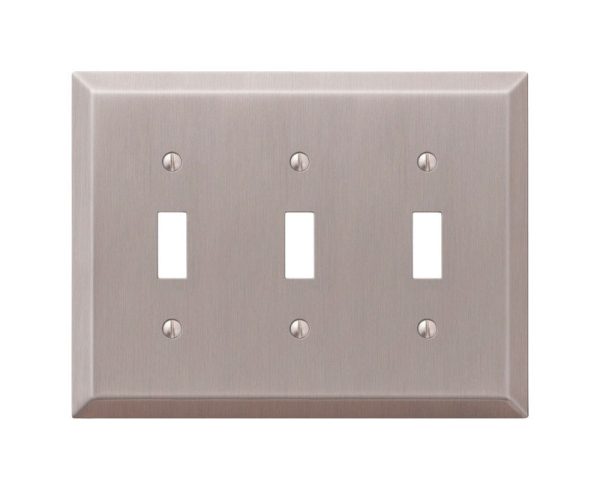 Amerelle Century Brushed Nickel Gray 3 gang Stamped Steel Toggle Wall Plate 1 pk