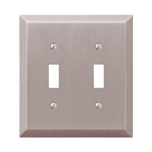Amerelle Century Brushed Nickel Gray 2 gang Stamped Steel Toggle Wall Plate 1 pk