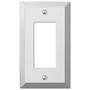 Amerelle Century Polished Chrome Light Gray 1 gang Stamped Steel Rocker Wall Plate 1 pk