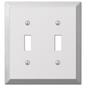 Amerelle Century Polished Chrome Light Gray 2 gang Stamped Steel Toggle Wall Plate 1 pk