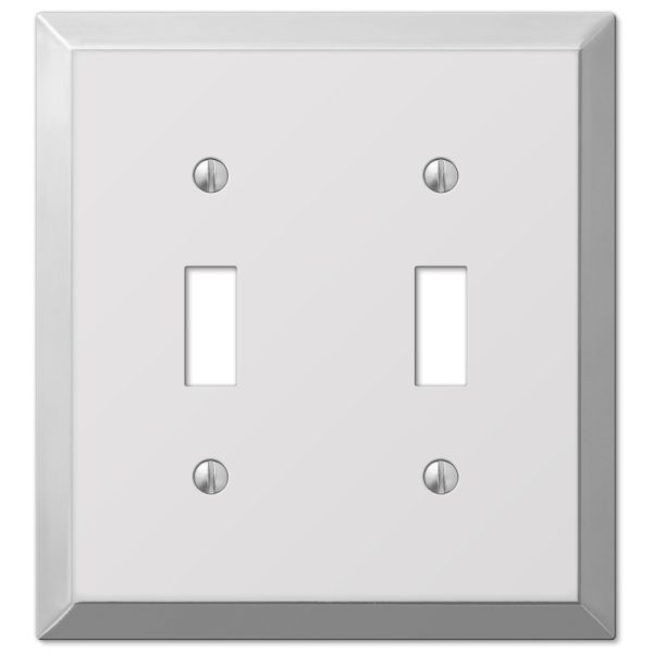 Amerelle Century Polished Chrome Light Gray 2 gang Stamped Steel Toggle Wall Plate 1 pk