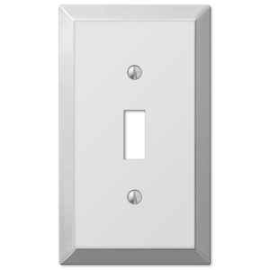 Amerelle Century Polished Chrome Light Gray 1 gang Stamped Steel Toggle Wall Plate 1 pk
