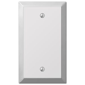 Amerelle Century Polished Chrome Light Gray 1 gang Stamped Steel Blank Wall Plate 1 pk