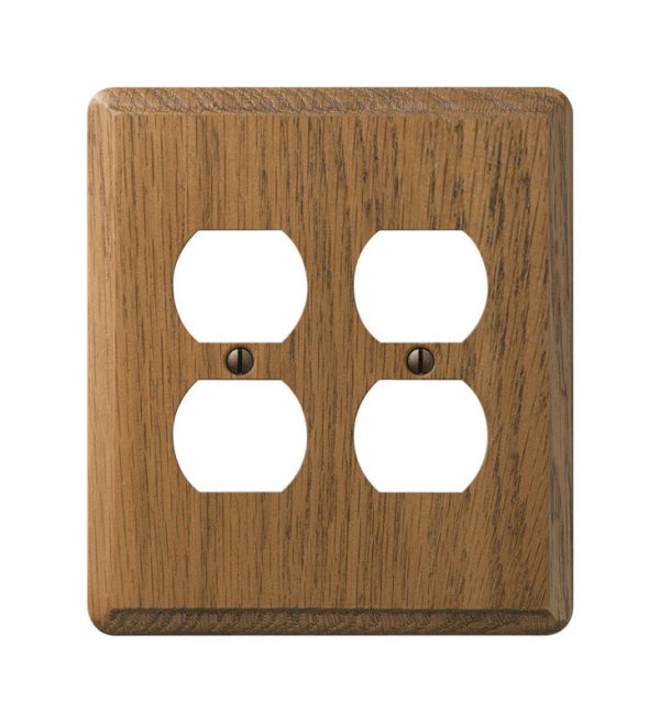 Amerelle Contemporary Brown 2 gang Wood Duplex Outlet Wall Plate 1 pk