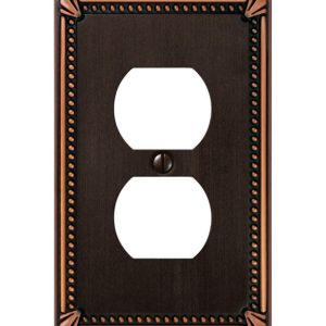 Amerelle Imperial Bead Aged Bronze Bronze 1 gang Die-Cast Metal Duplex Outlet Wall Plate 1 pk