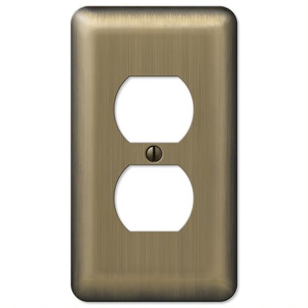 Amerelle Devon Brushed Brass Brass 1 gang Stamped Steel Duplex Outlet Wall Plate 1 pk