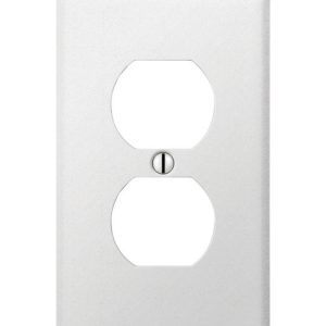 Amerelle Contractor White 1 gang Stamped Steel Duplex Outlet Wall Plate 1 pk