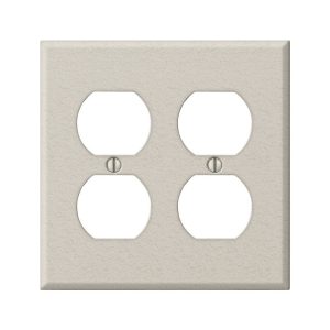 Amerelle Contractor Metallic 2 gang Stamped Steel Duplex Outlet Wall Plate 1 pk