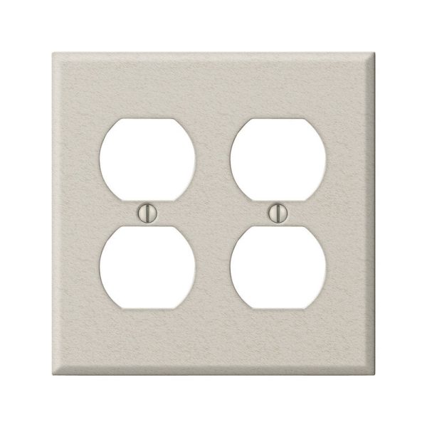 Amerelle Contractor Metallic 2 gang Stamped Steel Duplex Outlet Wall Plate 1 pk