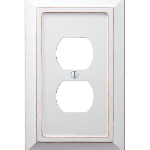 Amerelle Savannah White 1 gang Wood Duplex Outlet Wall Plate 1 pk