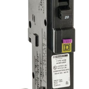 Square D HomeLine 20 amps Dual Function (CAFCI and GFCI) Single Pole Circuit Breaker