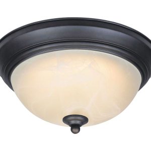 Westinghouse 4.75 in. H X 11 in. W X 11 in. L Oil Rubbed Bronze White Ceiling Fixture