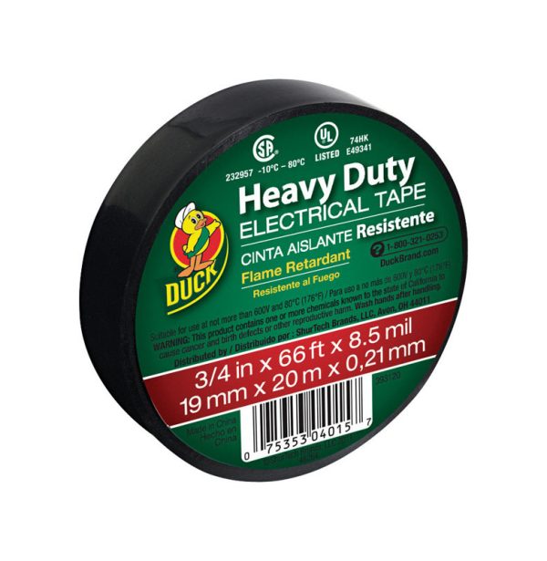 Duck Heavy Duty 3/4 in. W X 66 ft. L Black Vinyl Electrical Tape
