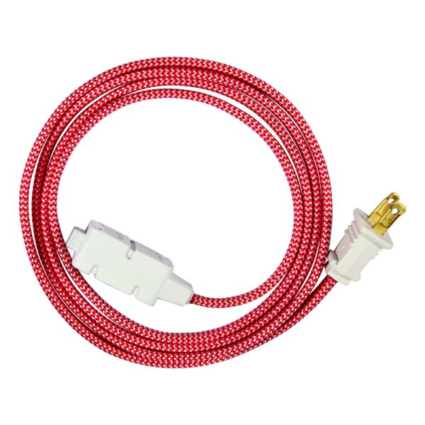 FabCordz Indoor 6 ft. L Red/White Extension Cord 16/2 SPT-2