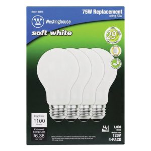Westinghouse 53 W A19 A-Line Halogen Bulb 1,100 lm Soft White 4 pk