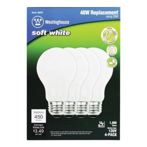 Westinghouse Eco 29 W A19 A-Line Halogen Light Bulb 450 lm Soft White 4 pk