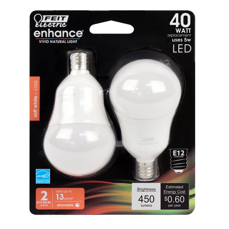 thumbnail interactive-video image 1 of Feit Electric 2-Pack C7 E12 LED Bulbs – 2 Watt, White, Candelabra Base 1 of 5