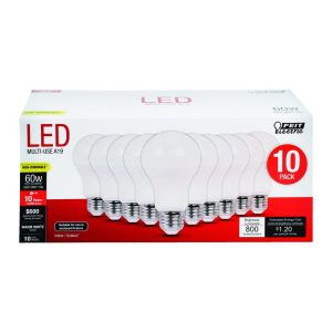 Feit Electric A19 E26 (Medium) LED Bulb Warm White 60 Watt Equivalence 10 pk