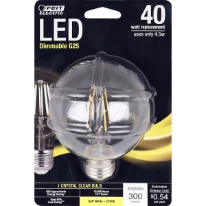 Feit Electric G25 E26 (Medium) LED Bulb Soft White 40 Watt Equivalence 1 pk