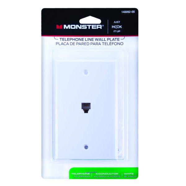 Monster Just Hook It Up White 1 gang Plastic Coax/Phone Wall Plate 1 pk