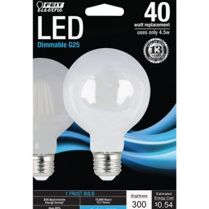 Feit Electric G25 E26 (Medium) LED Bulb Daylight 40 Watt Equivalence 1 pk