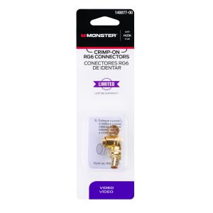 Monster Just Hook It Up Crimp-On RG6 Coaxial Connector 2 pk