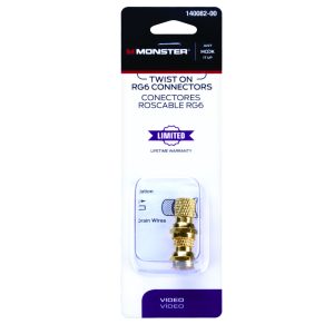 Monster Just Hook It Up Twist-On RG6 Coaxial Connector 2 pk