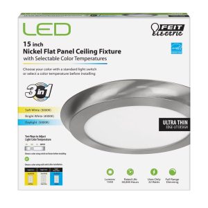 Feit Electric 1 in. H X 15 in. W X 15 in. L Nickel LED Flat Panel Light Fixture