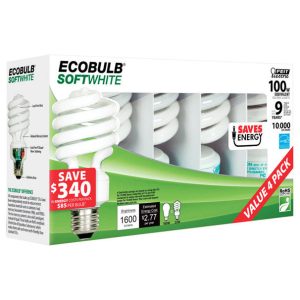 Feit Electric Ecobulb 23 W A19 2.35 in. D X 4.8 in. L CFL Bulb Soft White Utility 2700 K 4 pk