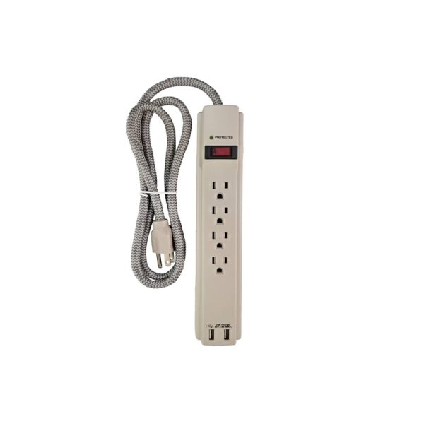 FabCordz 4 ft. L 4 outlets Surge Protector Gray 990 J