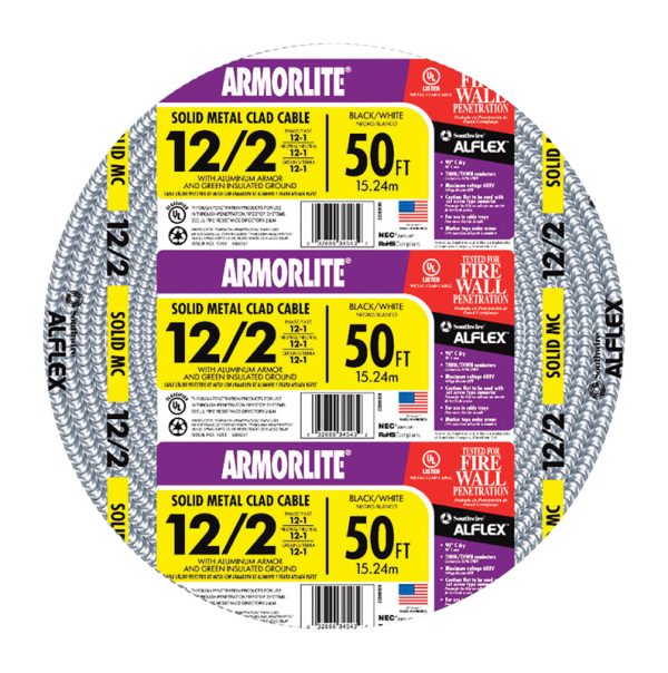 Southwire Armorlite 50 ft. 12/2 Solid THHN Metal Clad Cable